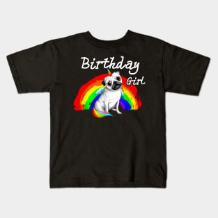 Birthday Girl Unicorn Pug Shirt Party Pugicorn Rainbow Kids T-Shirt